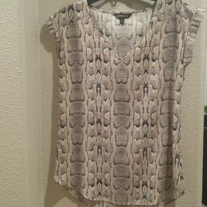 Express python snake print v neck blouse XS